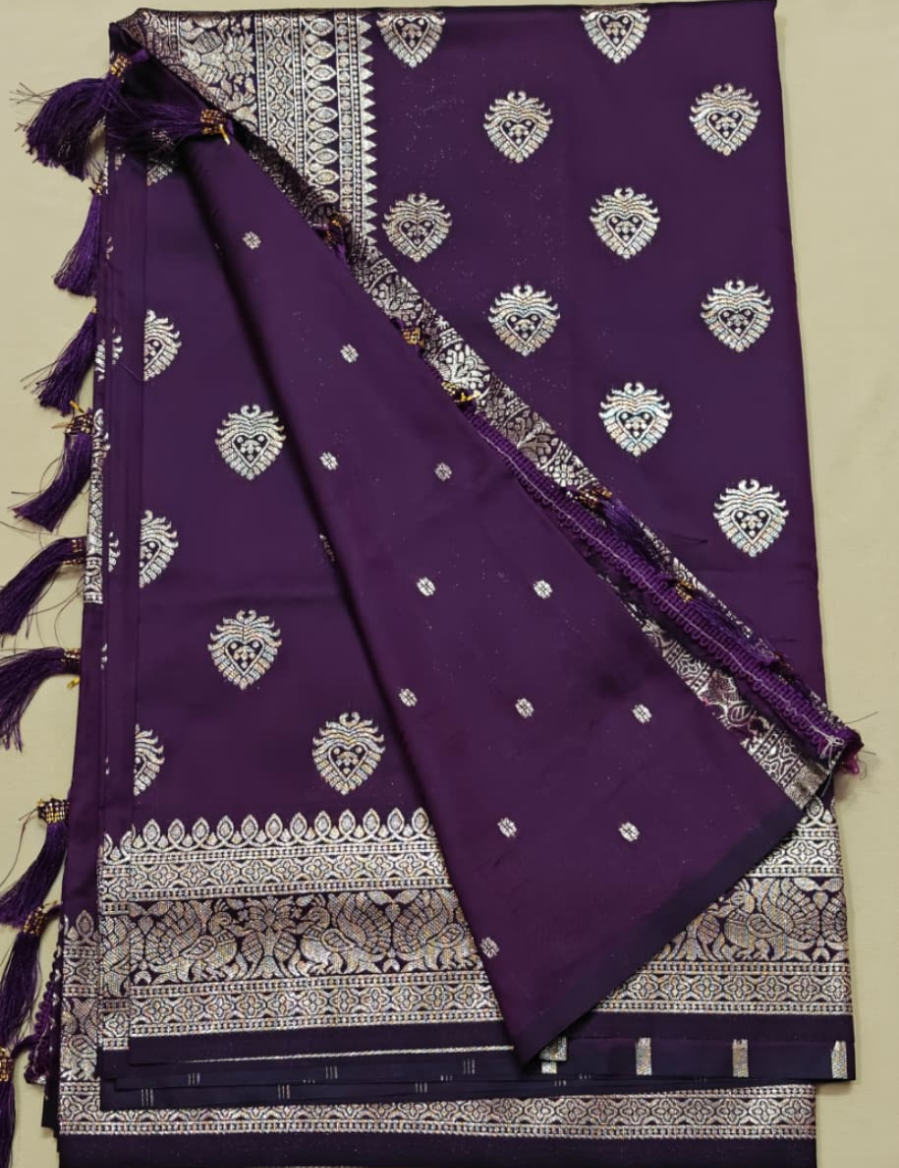 Deep Purple and Golden Zari Woven Sari
