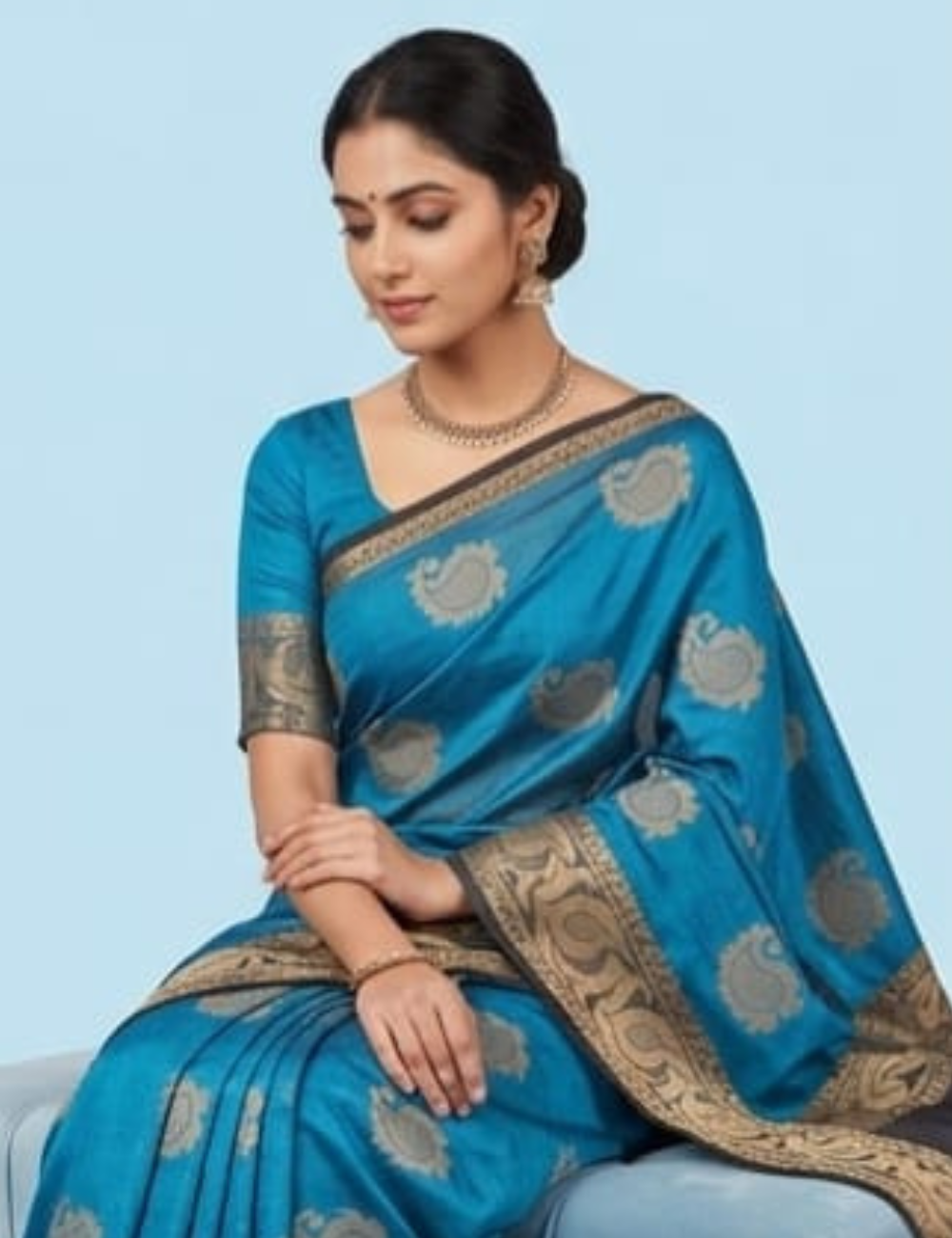 Elegant Blue and Black Designer Saree Collection