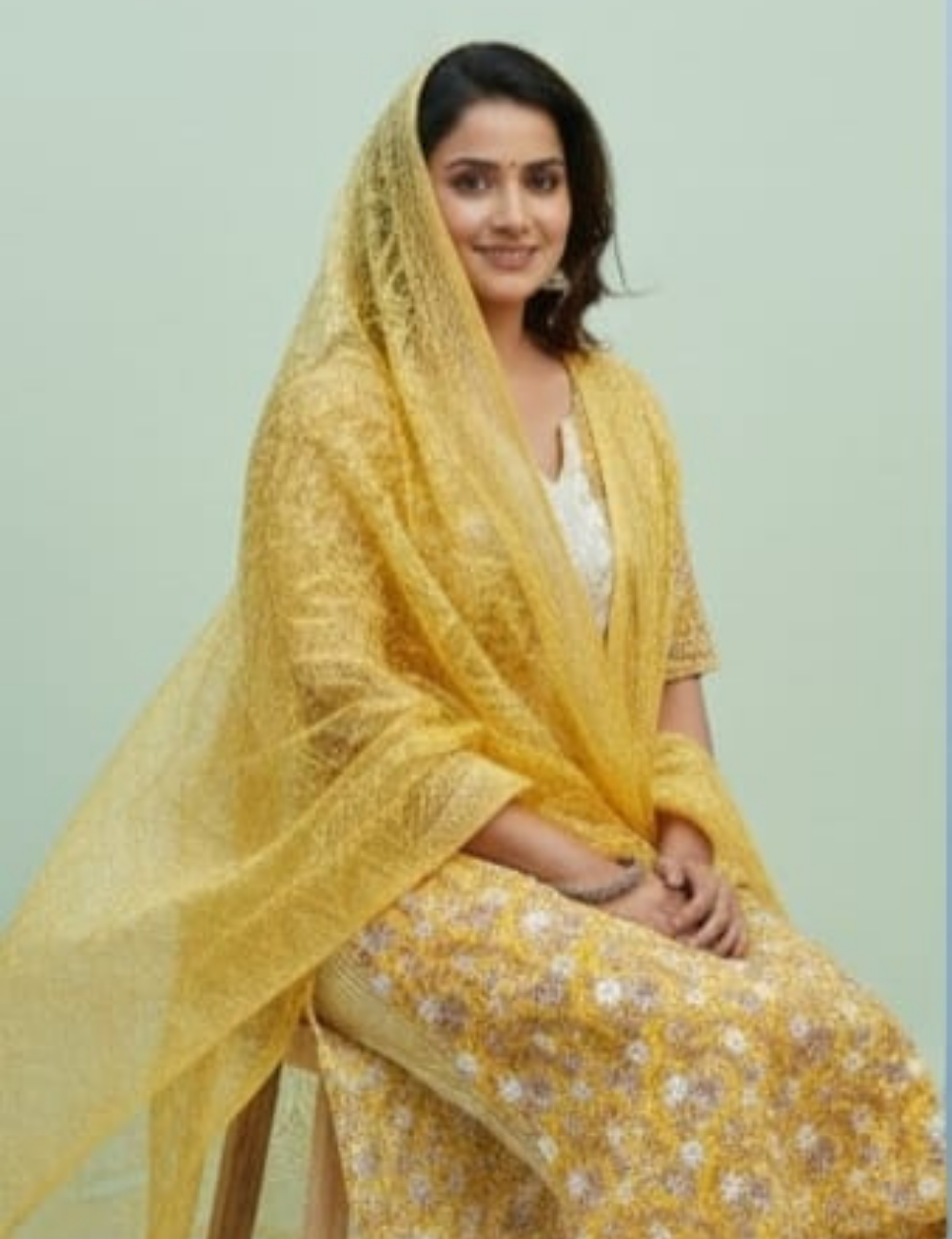Mustard Yellow Floral Printed Kurta Set with Dupatta