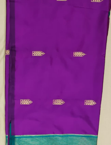 Purple Sari with Teal Contrast Dancer Pallu