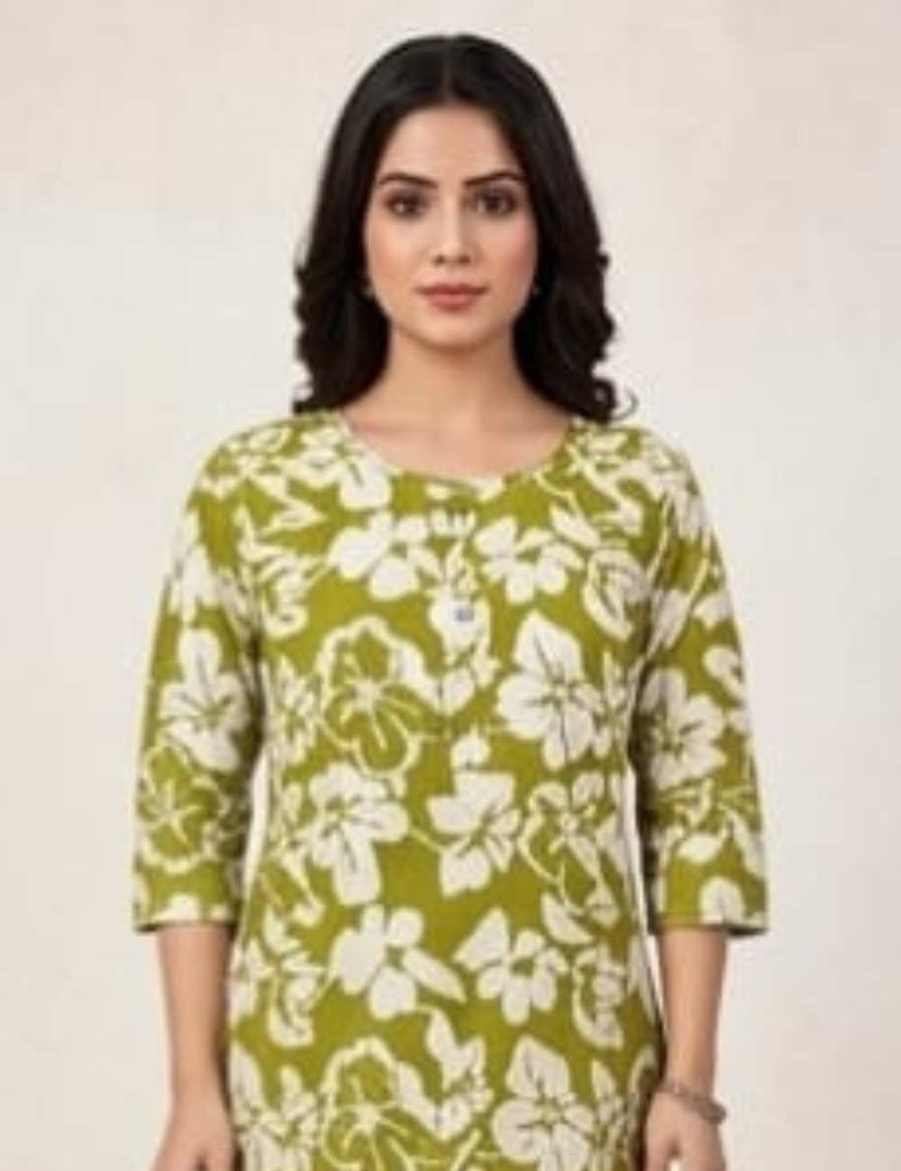 Elegant Olive Green Floral Kurta Set