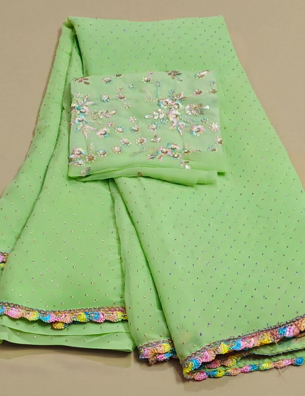 Elegant Baby Pink Saree with Embroidered Blouse