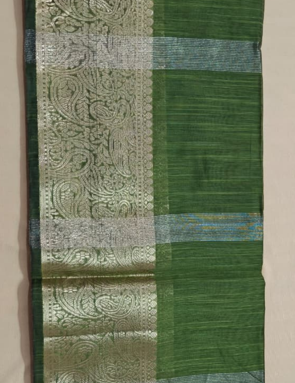 Elegant Forest Green Zari Woven Sari with Paisley Border