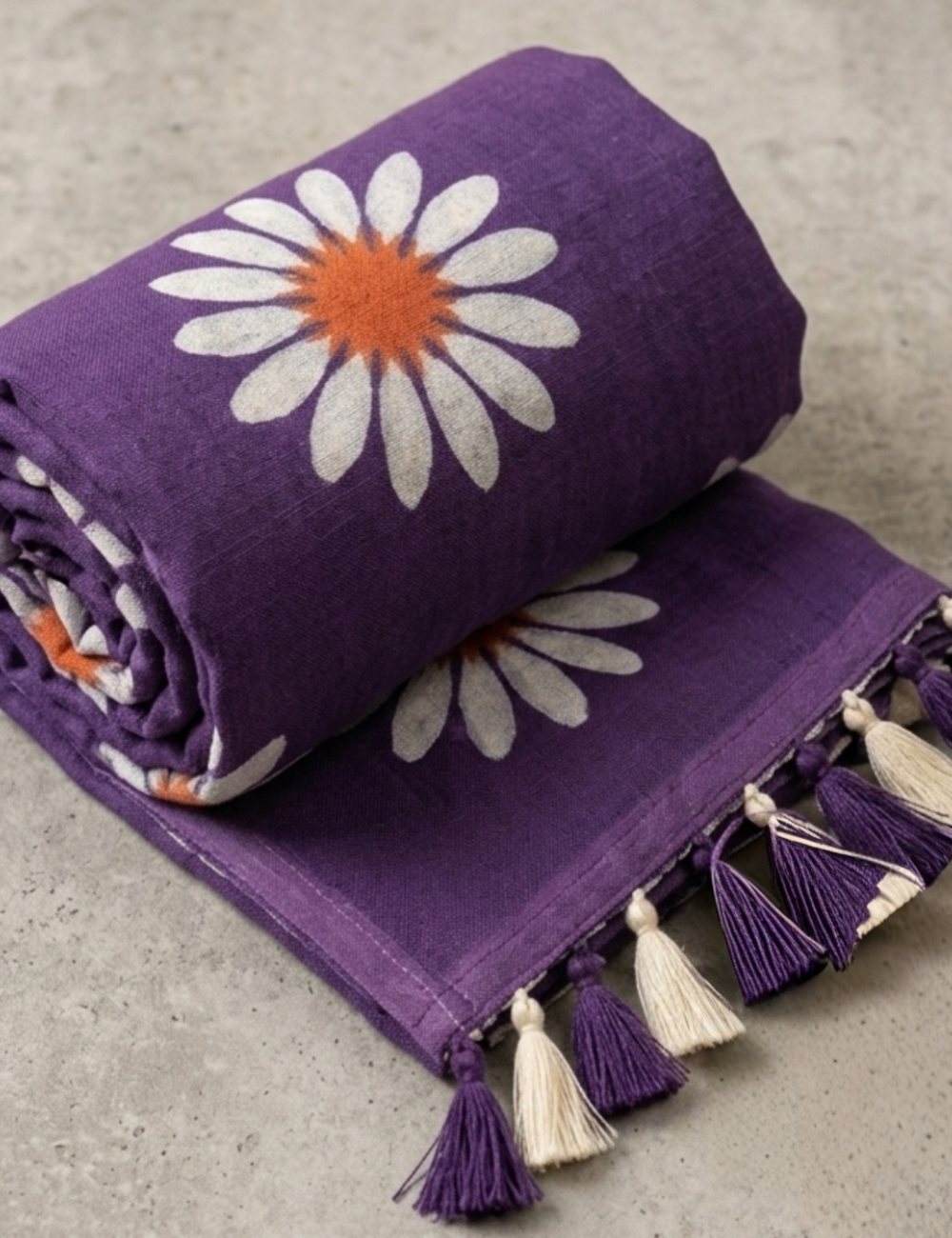 Purple Floral Printed Fancy Cotton Saree