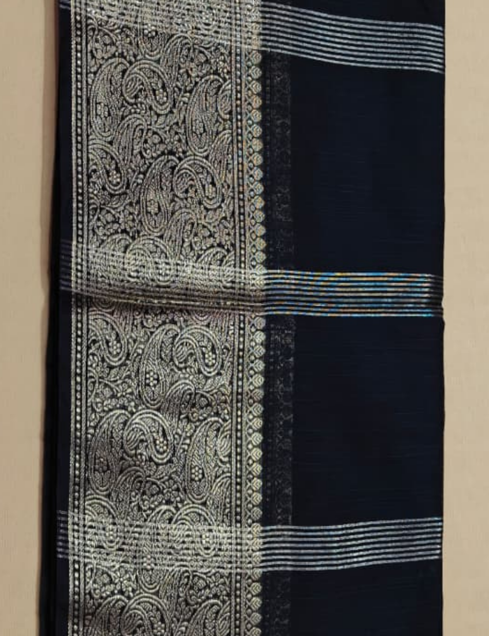 Classic Black Zari Woven Sari with Intricate Border