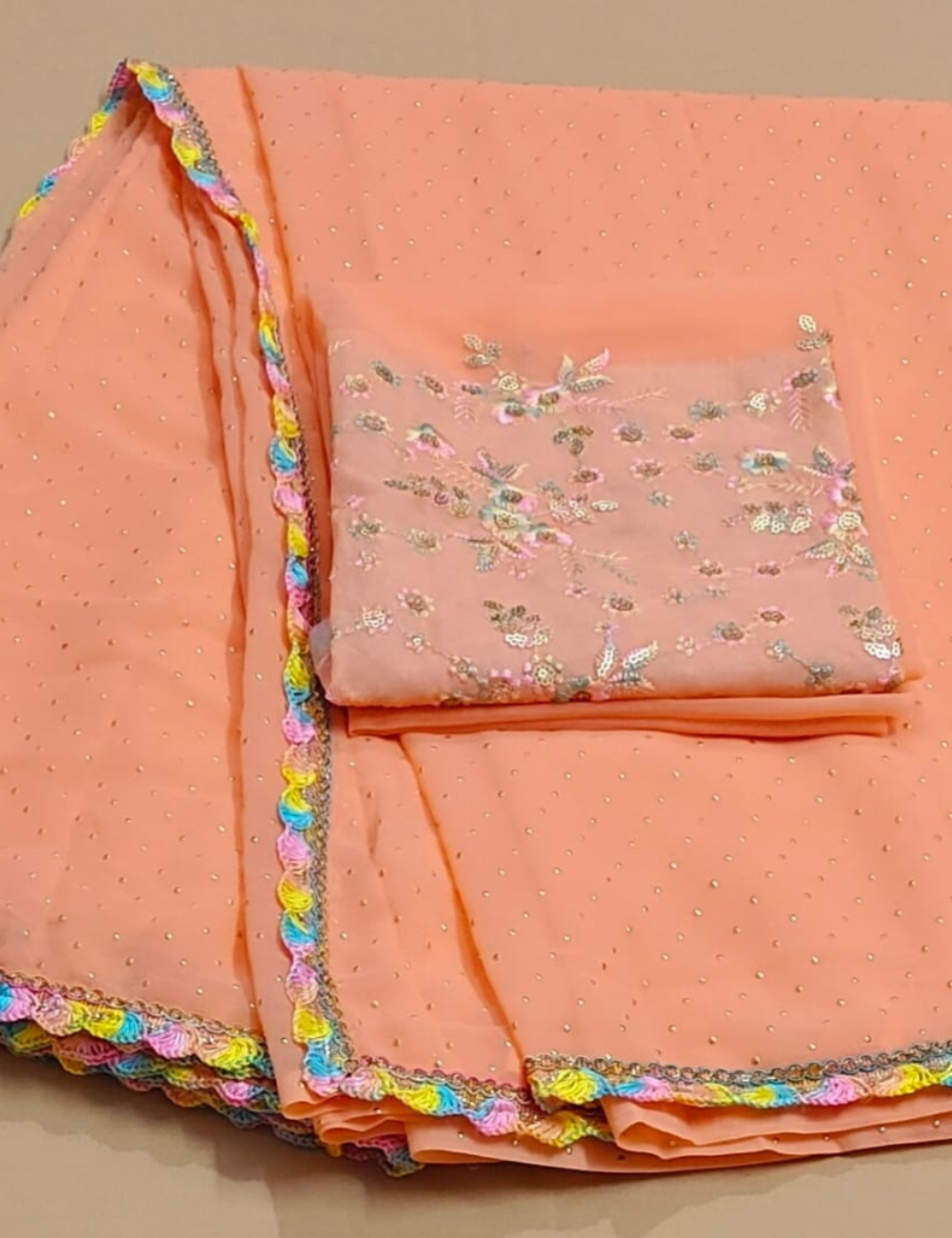 Elegant Baby Pink Saree with Embroidered Blouse