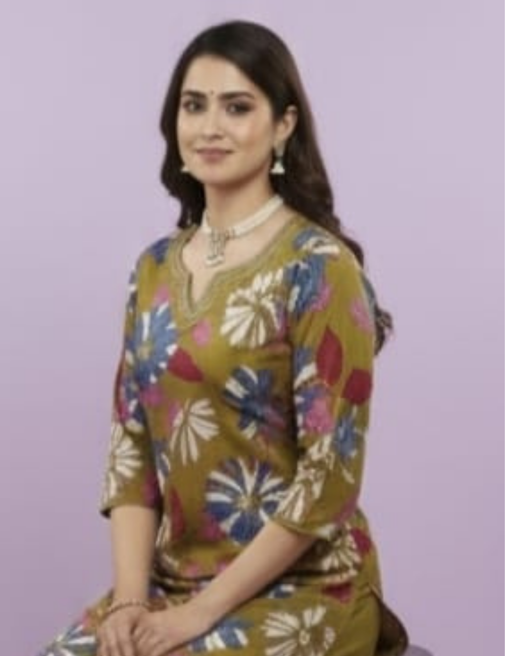 Olive Green Floral Printed Kurta Set with Elegant Dupatta
