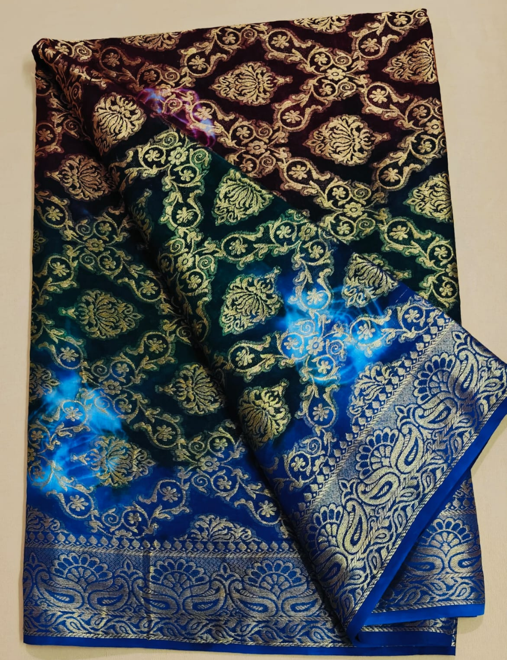 Multi-Tone Gradient Zari Brocade Sari