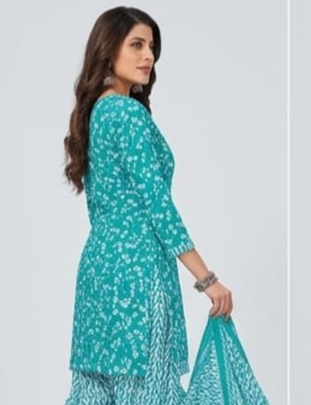 Elegant Teal Floral Printed Kurta Set with Dupatta