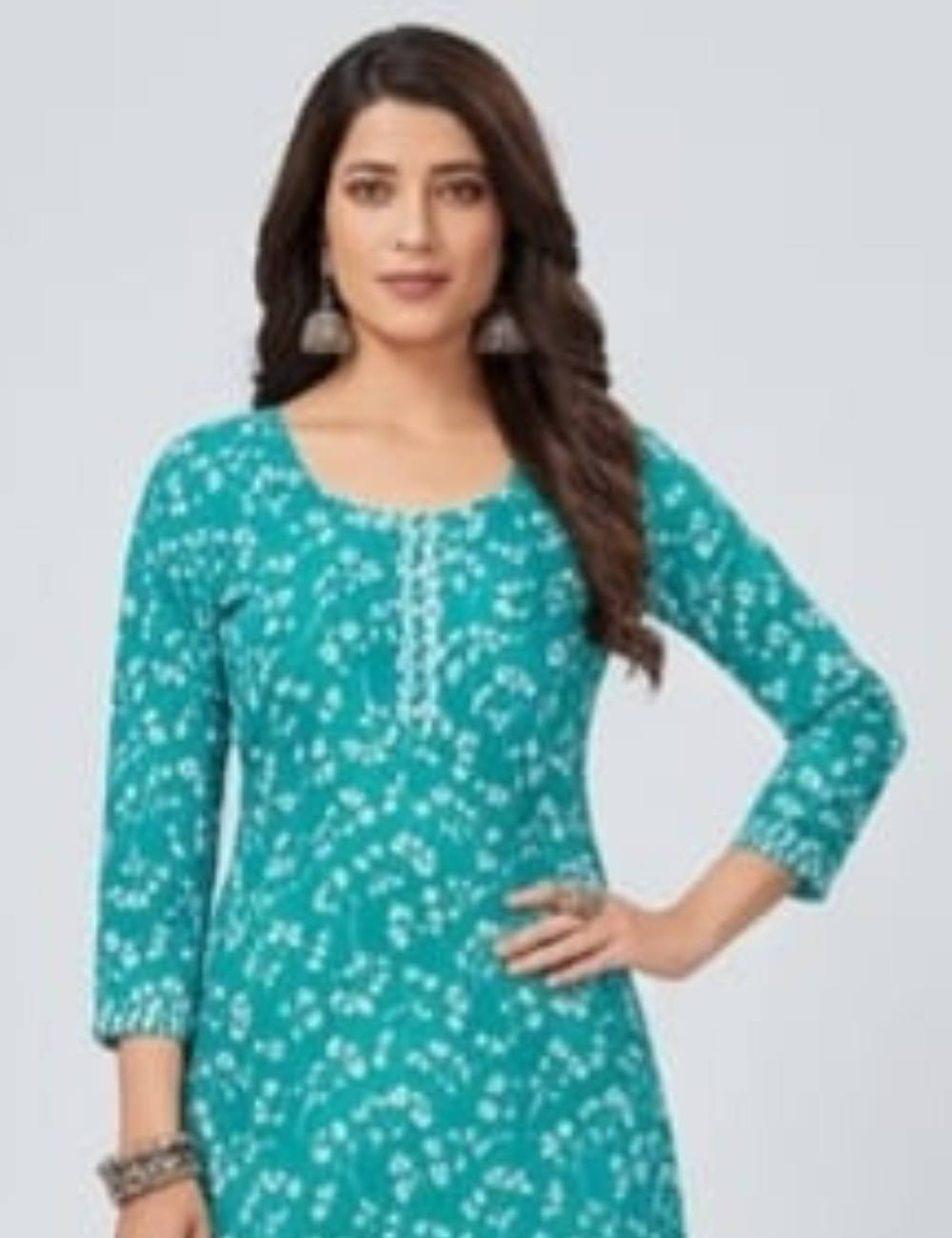 Elegant Teal Floral Printed Kurta Set with Dupatta