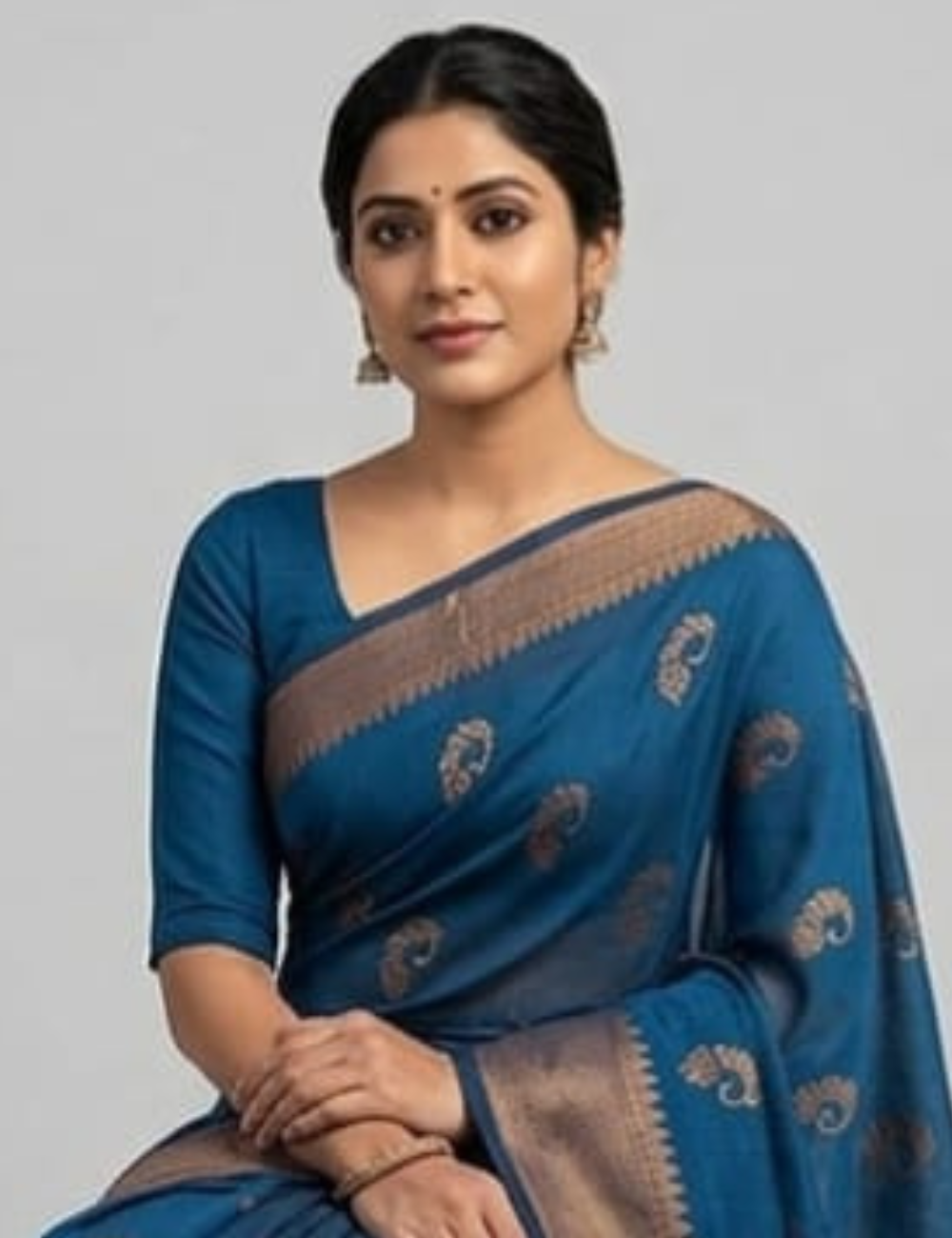 Royal Blue & Maroon Saree with Traditional Motifs