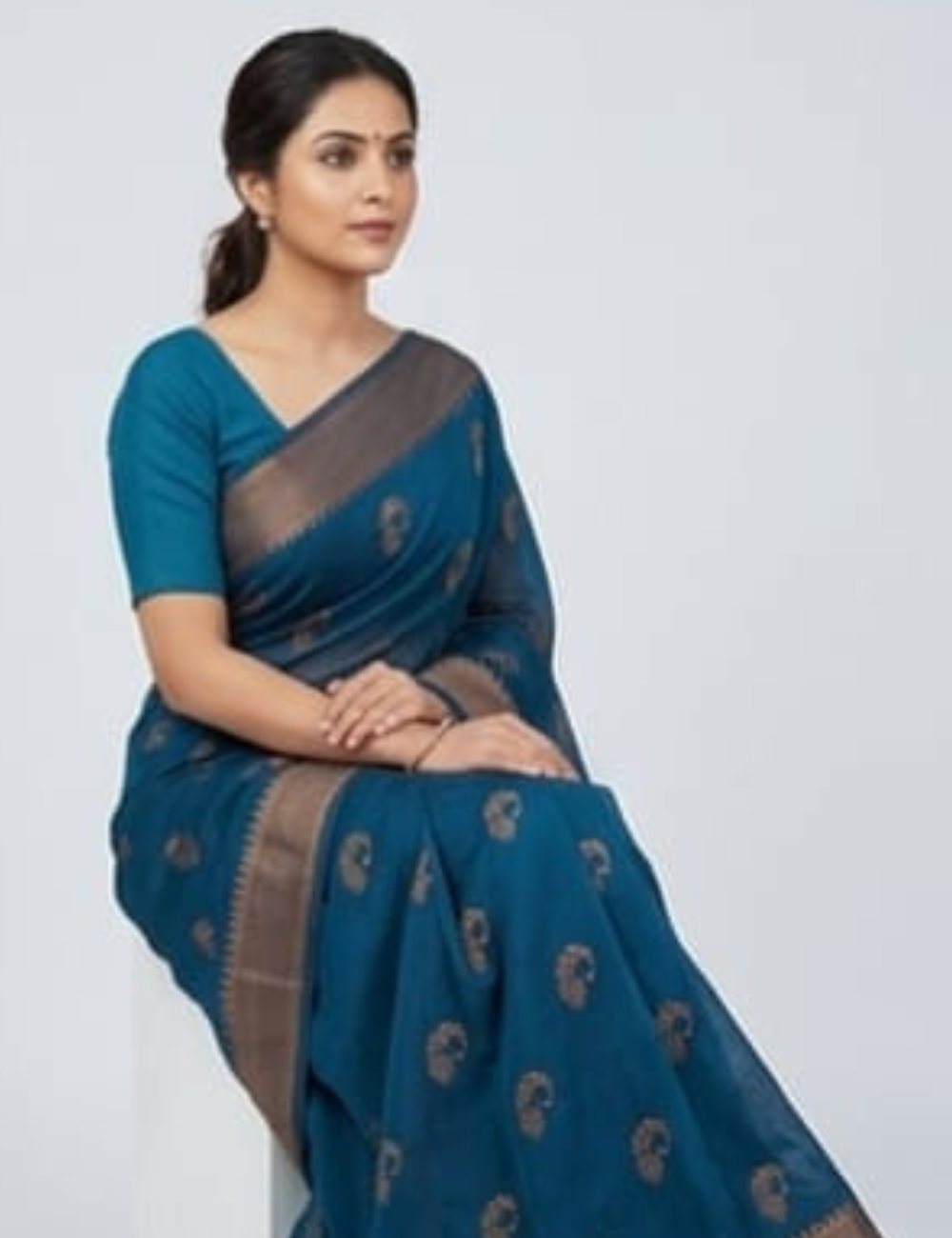 Royal Blue & Maroon Saree with Traditional Motifs
