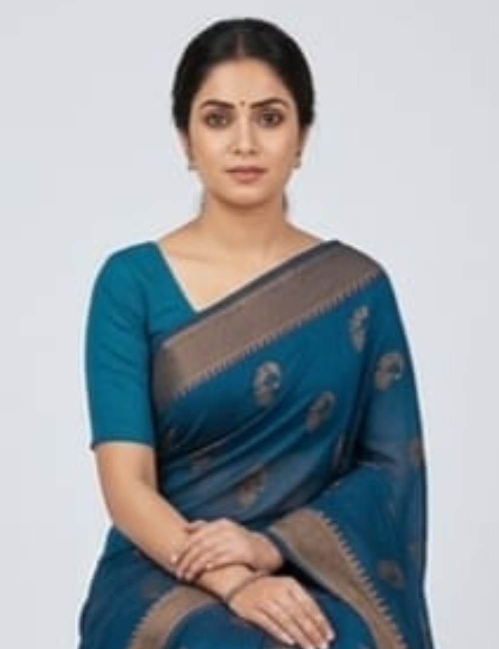 Royal Blue & Maroon Saree with Traditional Motifs