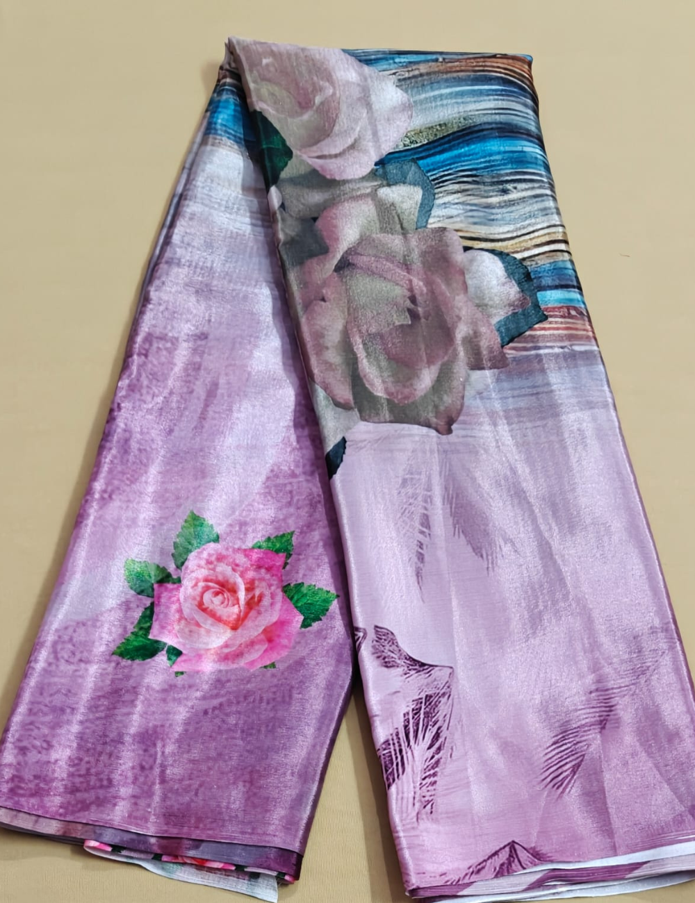 Lavender Bloom Digital Print Saree with Blouse