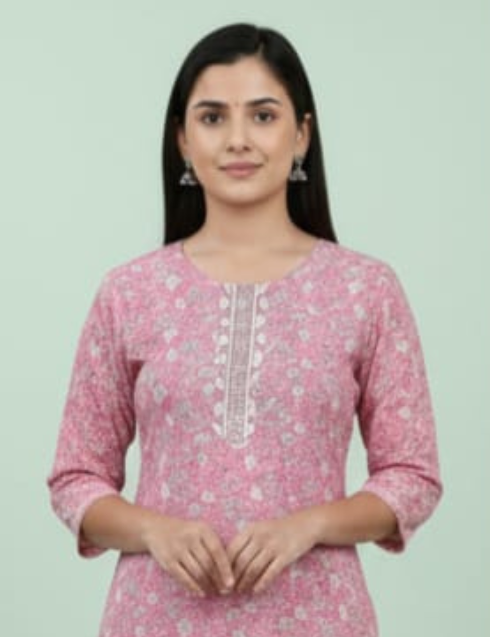Elegant Rose Pink Floral Printed Kurta Set with Dupatta