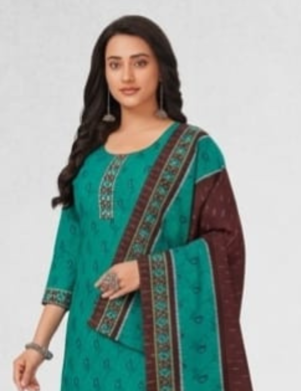 Elegant Teal & Coffee Brown Patiala Kurta Set with Dupatta