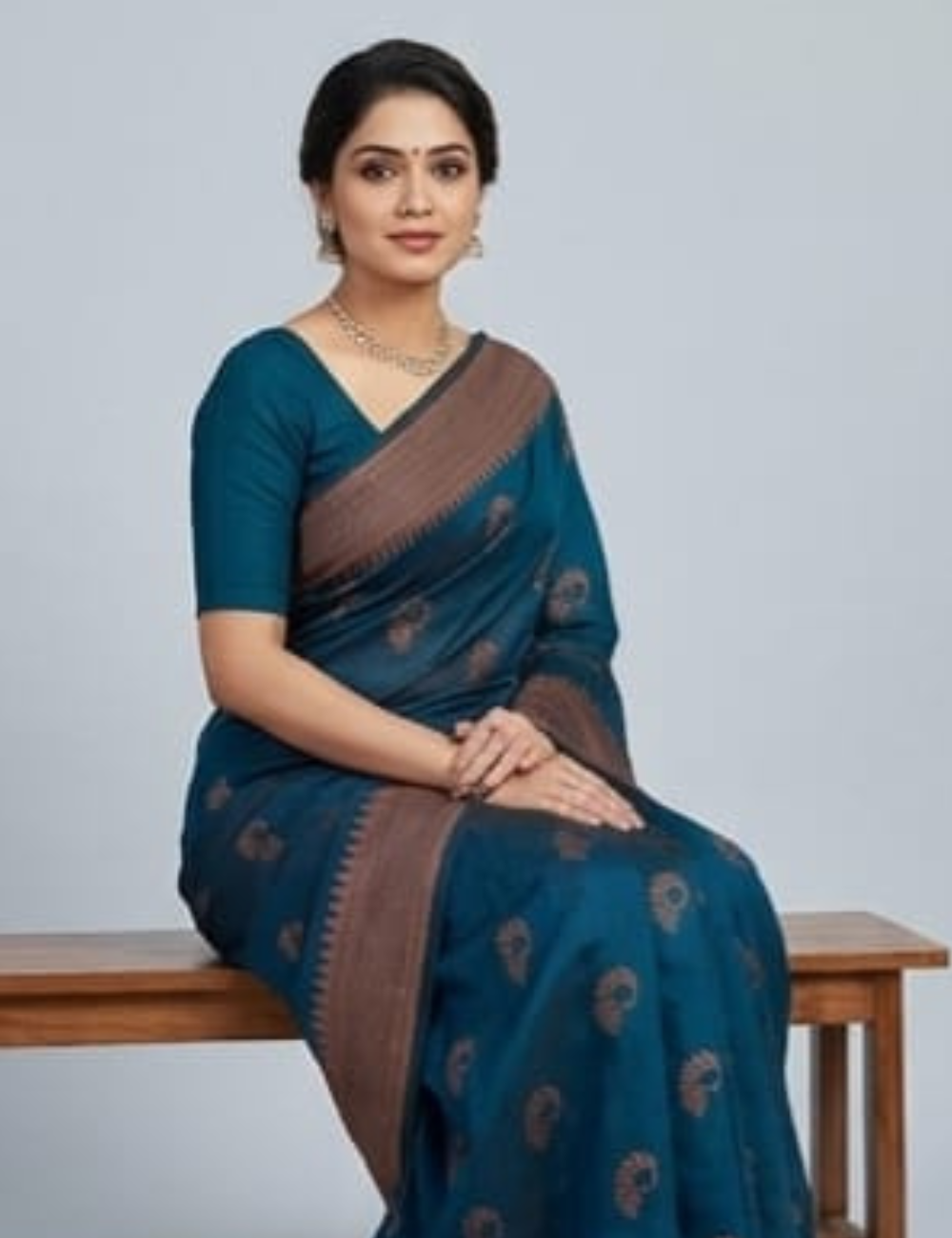 Royal Blue & Maroon Saree with Traditional Motifs