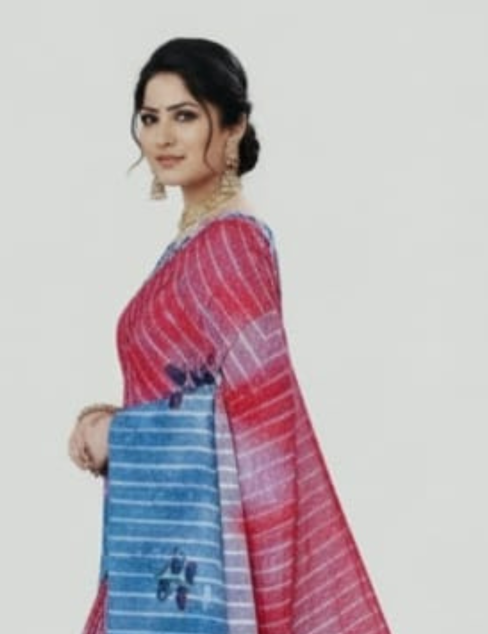 Graceful Lavender Saree with Contrast Green Floral Pallu