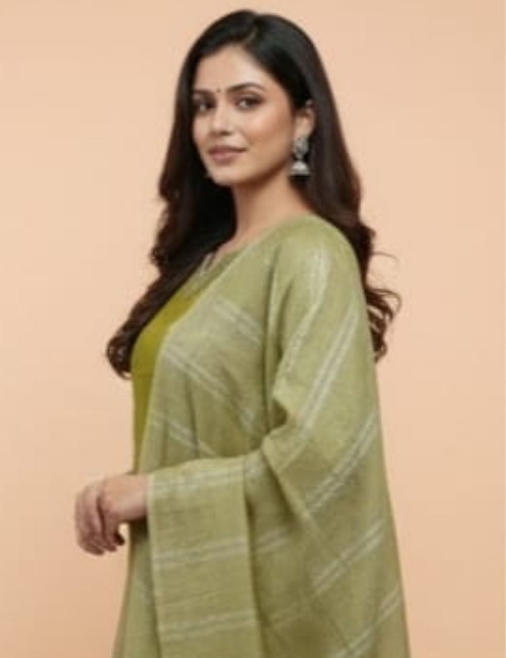 Olive Green Floral Printed Kurta Set with matching Dupatta