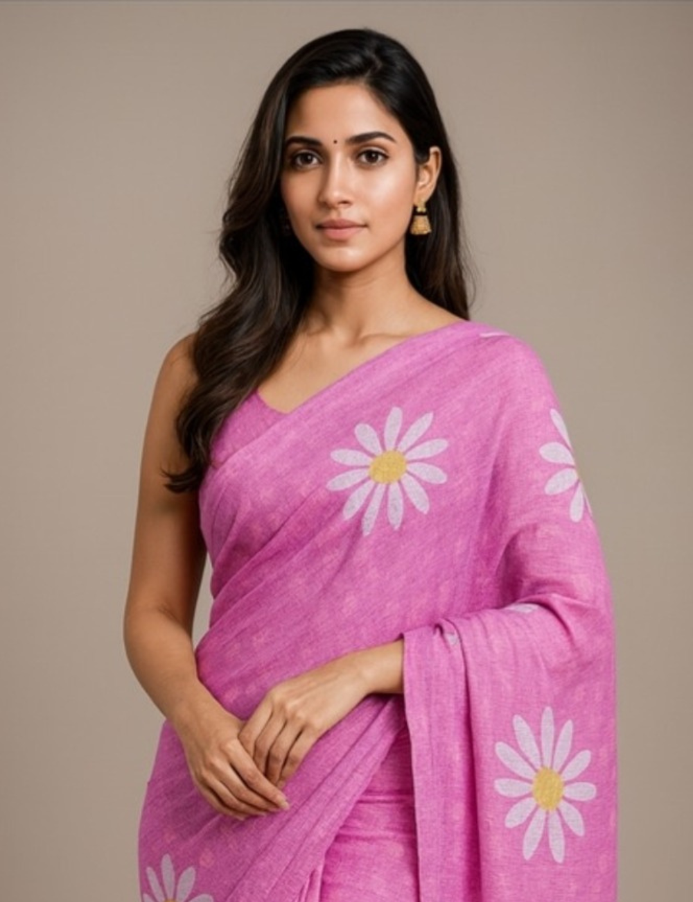 Daisy Pink Fancy Cotton Saree