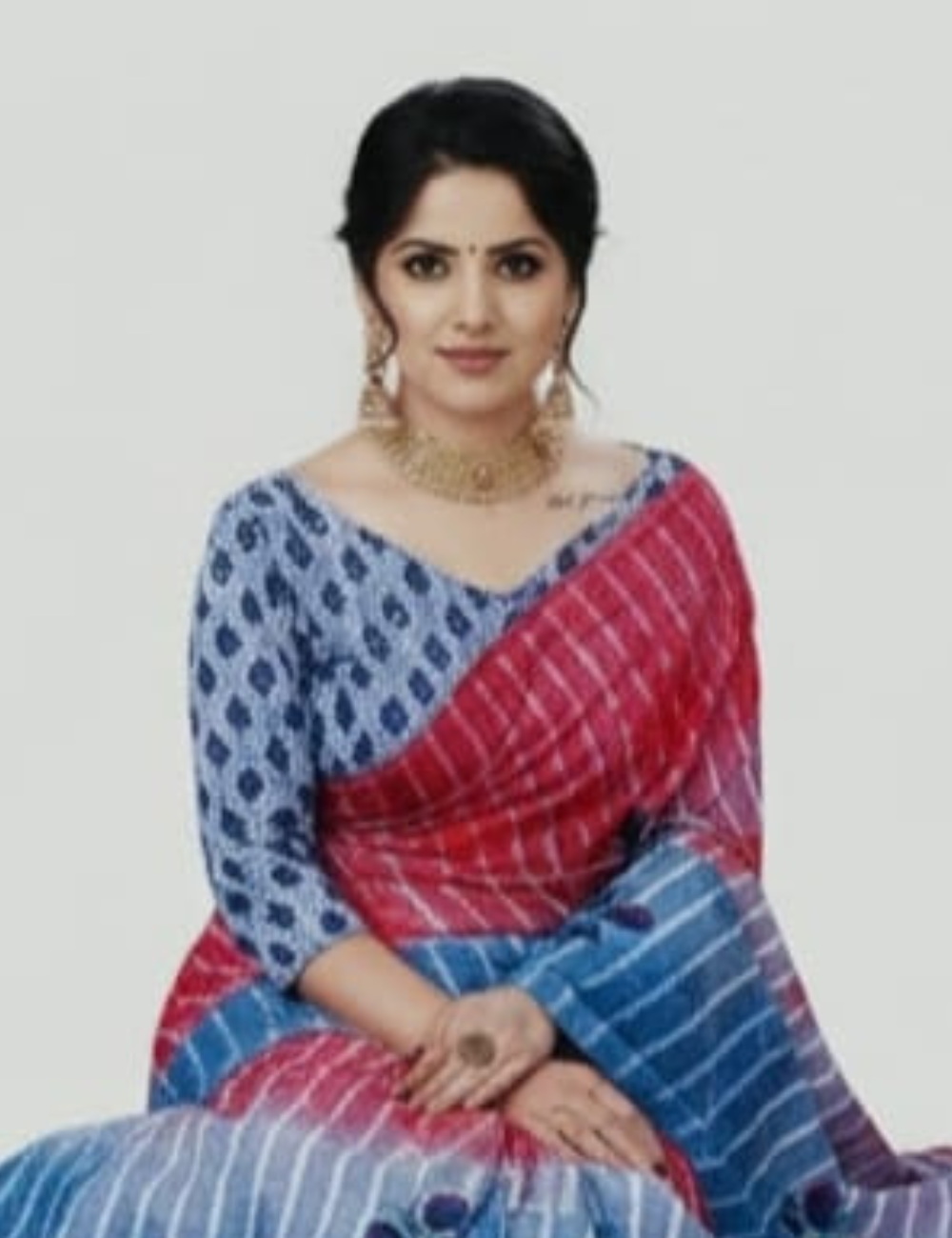 Graceful Lavender Saree with Contrast Green Floral Pallu