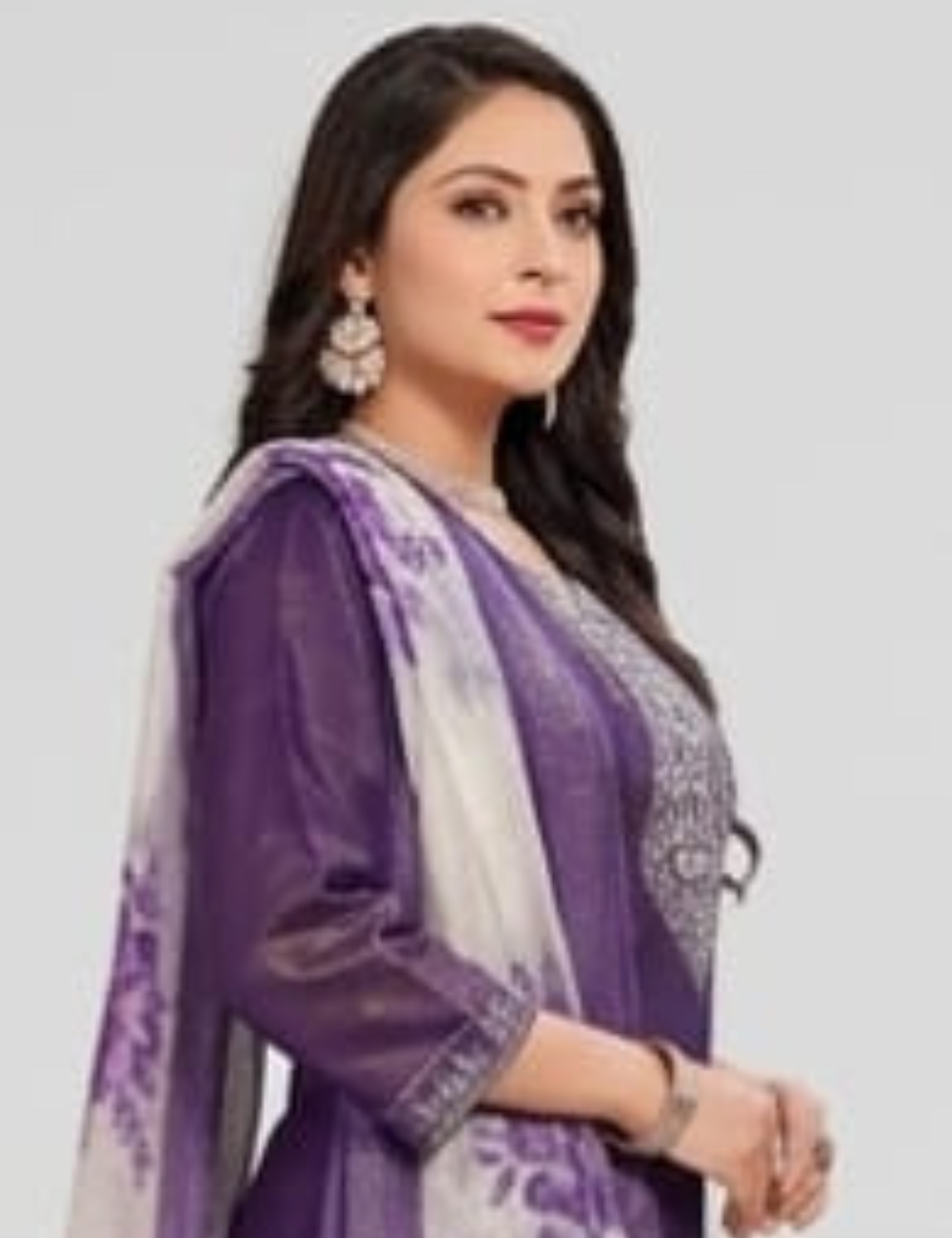 Royal Purple Color Embroidered Chanderi Silk Kurta Set with Dupatta