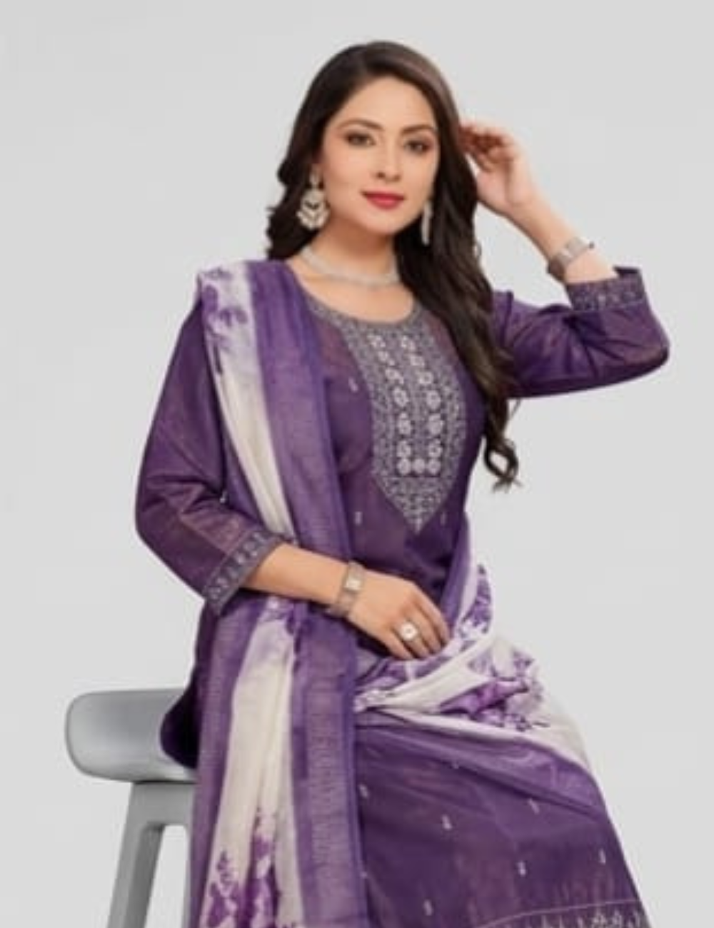 Royal Purple Color Embroidered Chanderi Silk Kurta Set with Dupatta