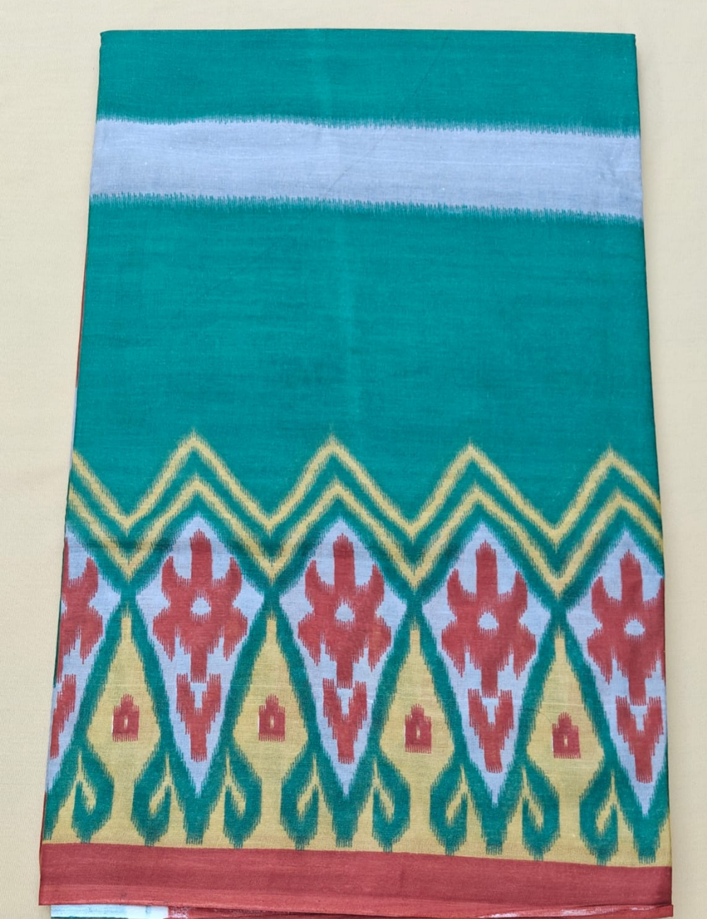 Emerald Green Ikat Soft Cotton Saree