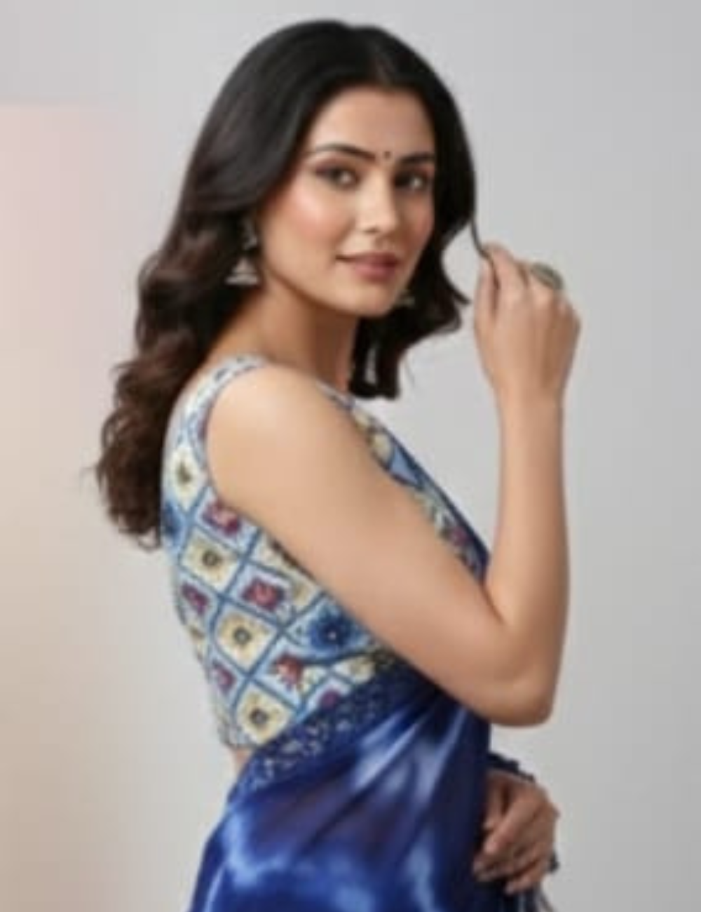 Trendy Tie-Dye Blue Saree with Designer Tassel Border