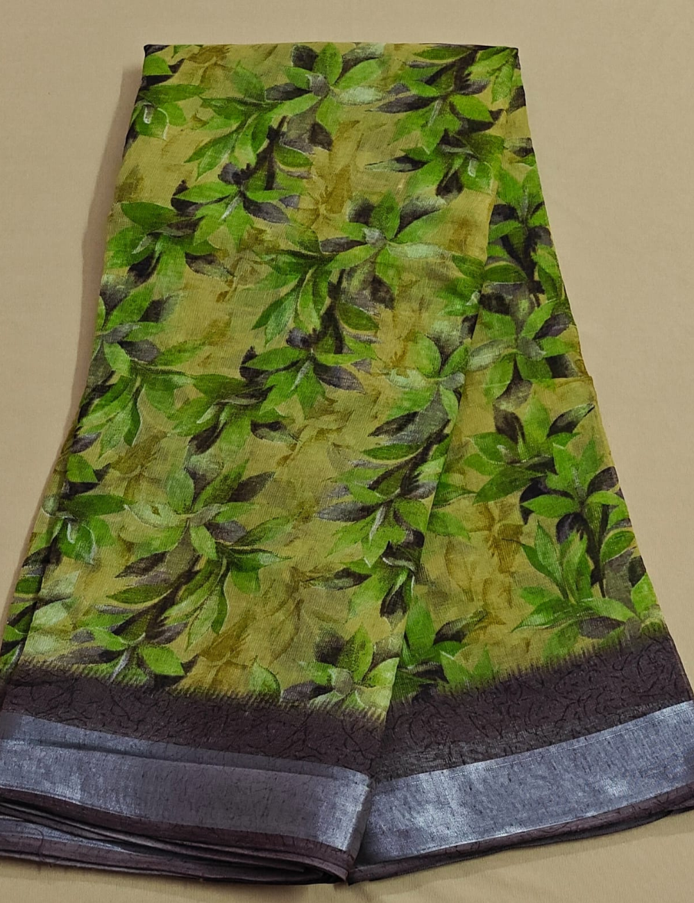 Elegant Purple Bloom Designer Linen Cotton Saree