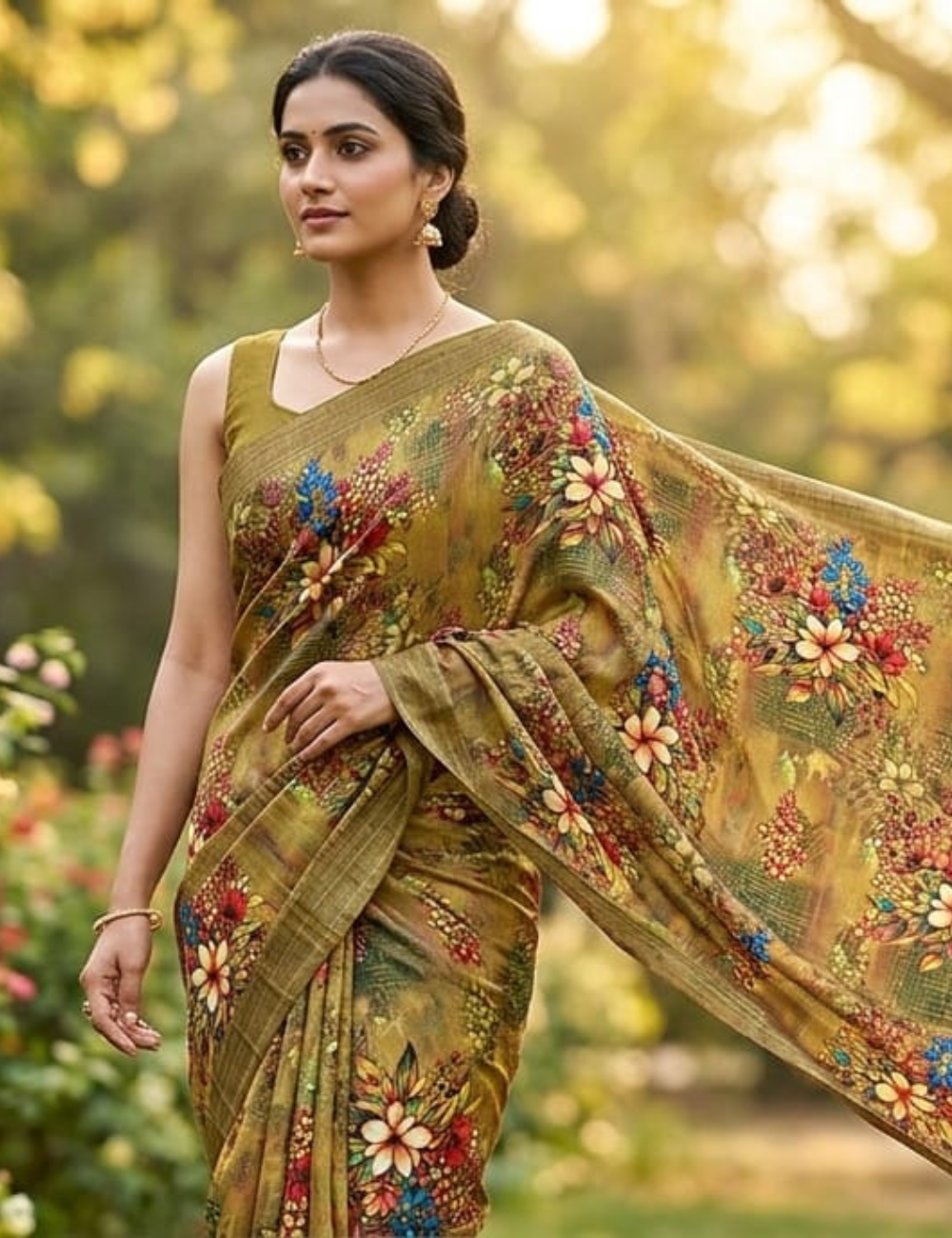Stylish Multicolor Floral Printed Saree