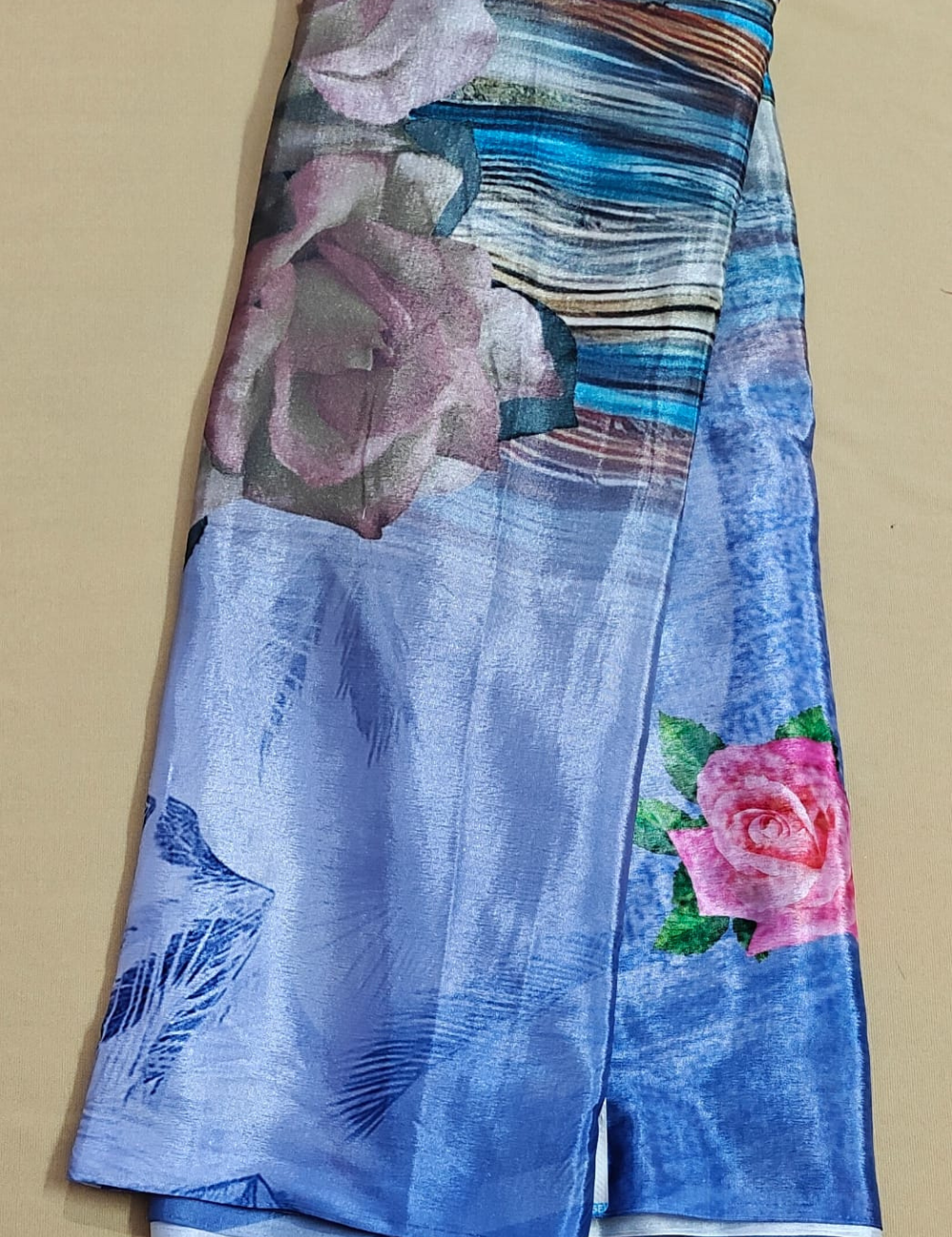 Lavender Bloom Digital Print Saree with Blouse