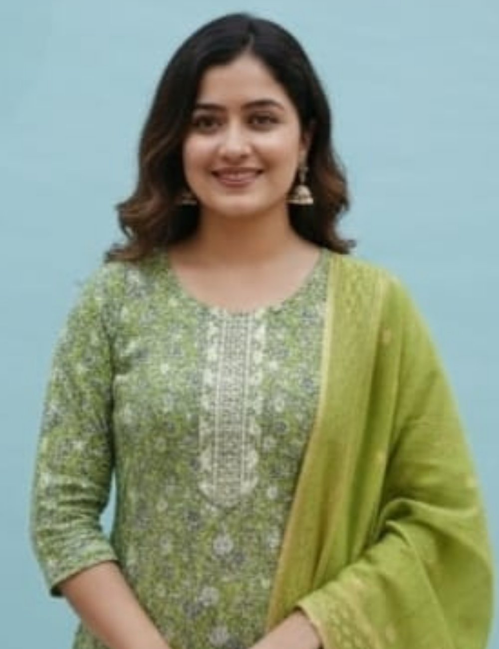 Elegant Green Floral Kurta Set with Dupatta