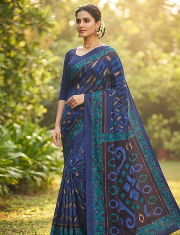 Royal Blue Diamond Cotton Saree
