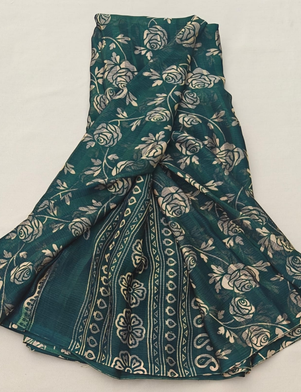 Elegant Emerald Floral Georgette Saree