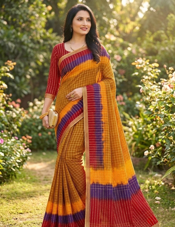 Radiant Shaded Checkered Silk Saree