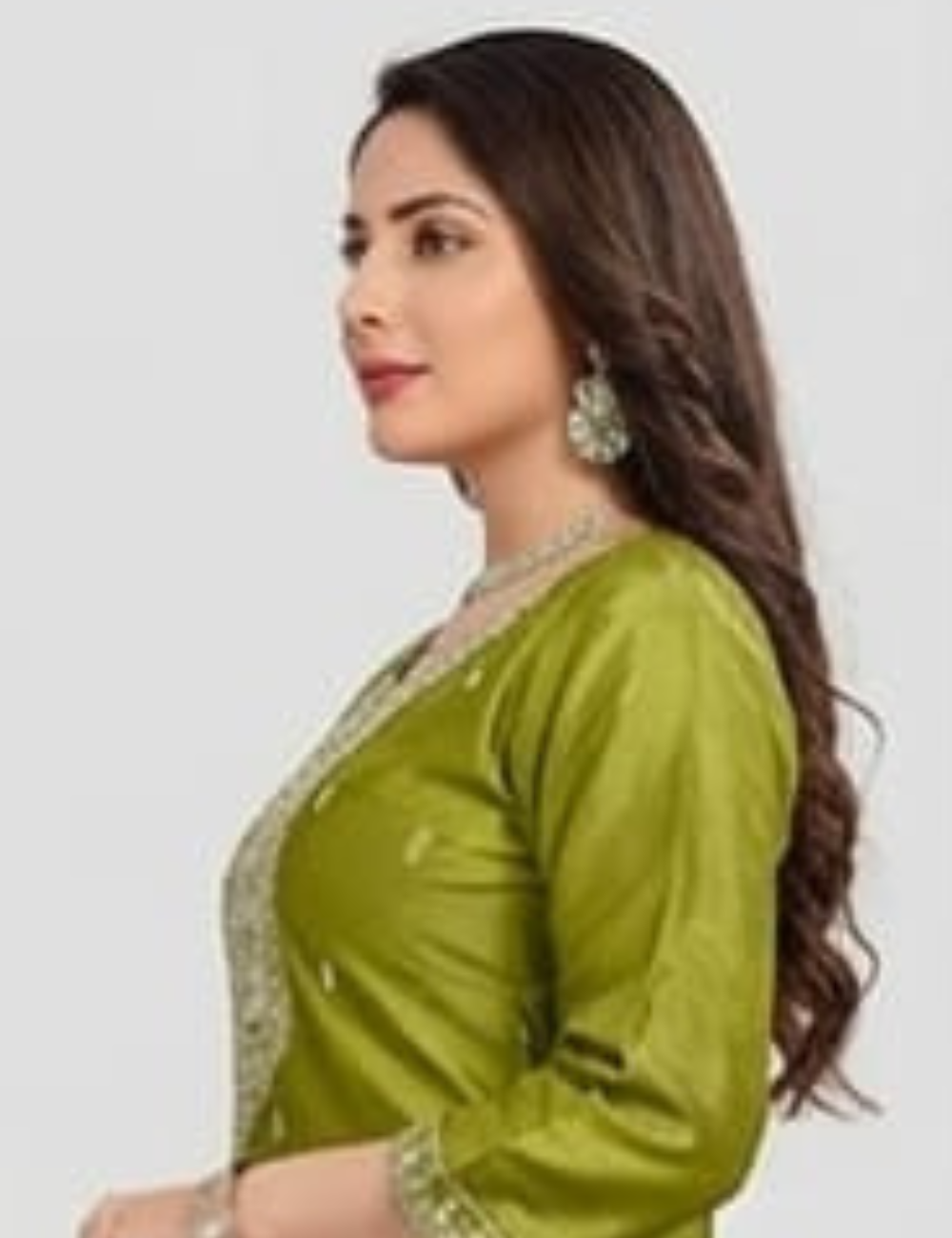 Elegant Olive Green Silk Embroidered Salwar Kurta Set