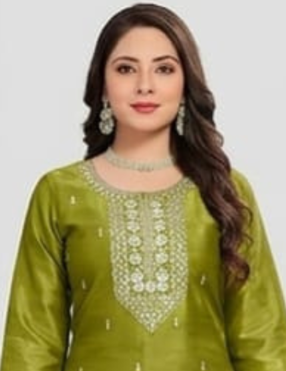 Elegant Olive Green Silk Embroidered Salwar Kurta Set