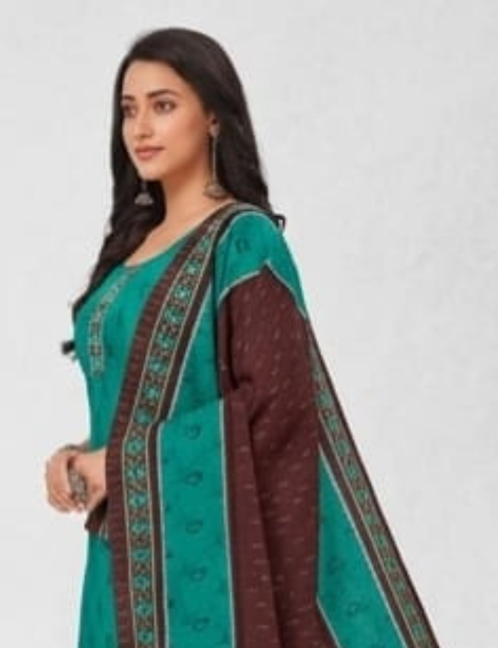 Elegant Teal & Coffee Brown Patiala Kurta Set with Dupatta