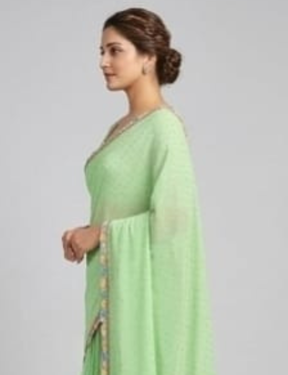 Elegant Pastel Green Embroidered Saree