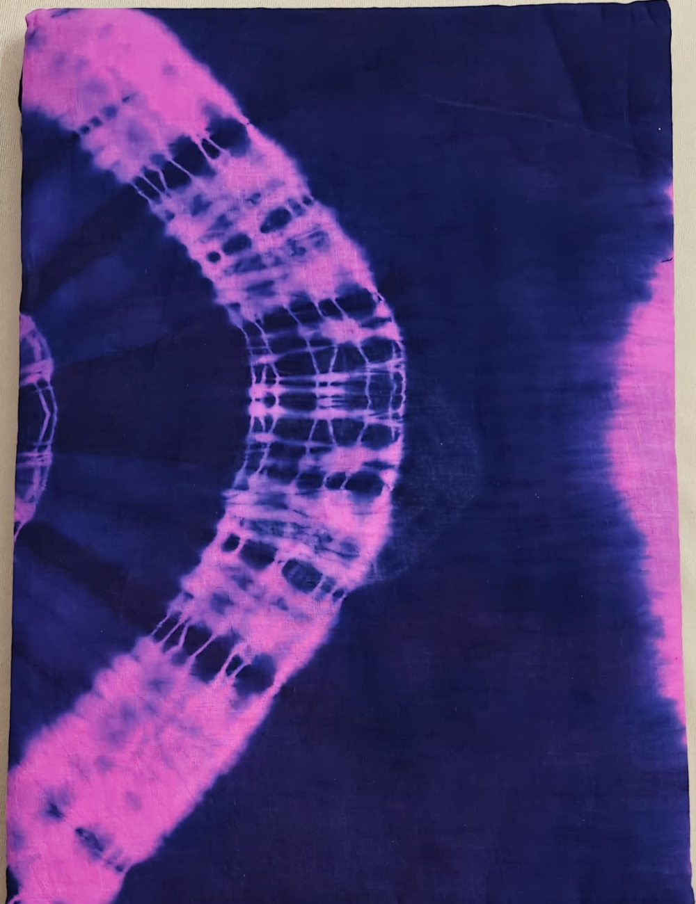 Midnight Blue & Magenta Shibori-Style Tie-Dye Cotton Sari