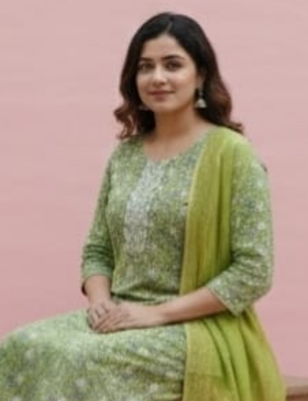 Elegant Green Floral Kurta Set with Dupatta