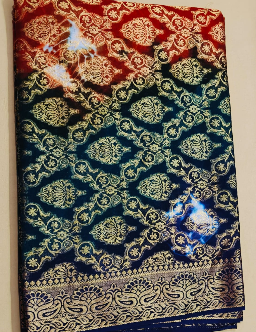 Tri-Tone Gradient Zari Brocade Sari