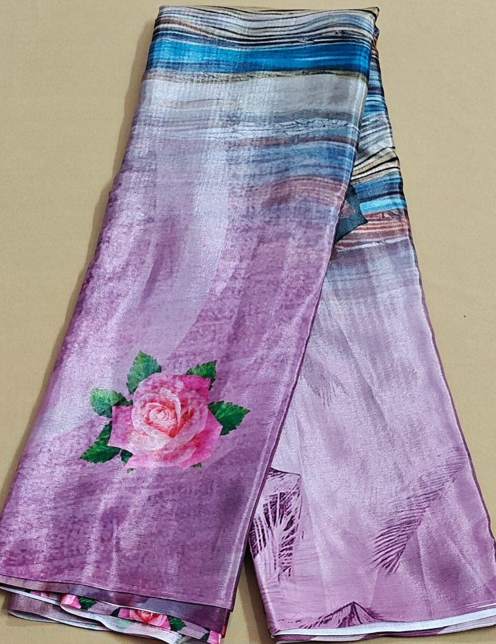 Lavender Bloom Digital Print Saree with Blouse