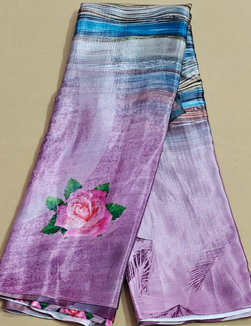 Lavender Bloom Digital Print Saree with Blouse