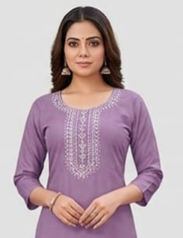 Elegant Lavender Embroidered Straight Kurta Set