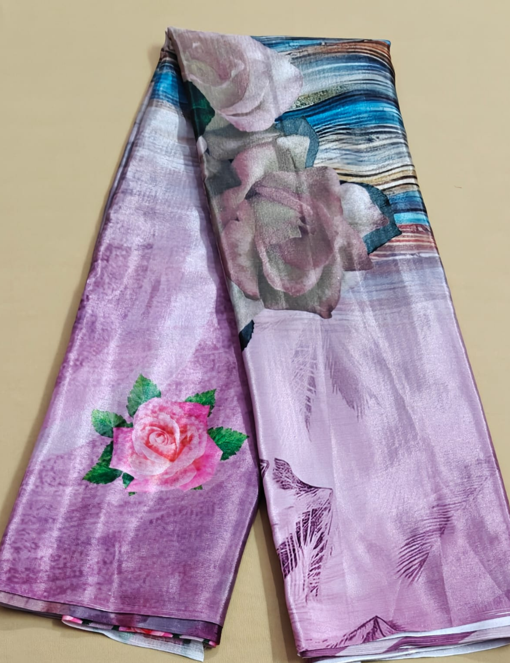 Lavender Bloom Digital Print Saree with Blouse