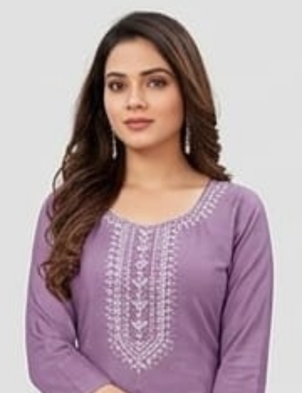 Elegant Lavender Embroidered Straight Kurta Set