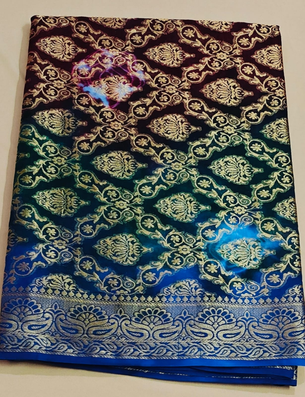 Multi-Tone Gradient Zari Brocade Sari