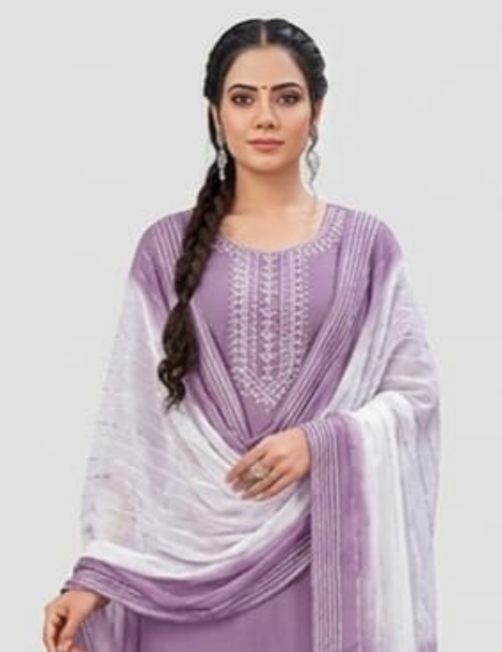 Elegant Lavender Embroidered Straight Kurta Set